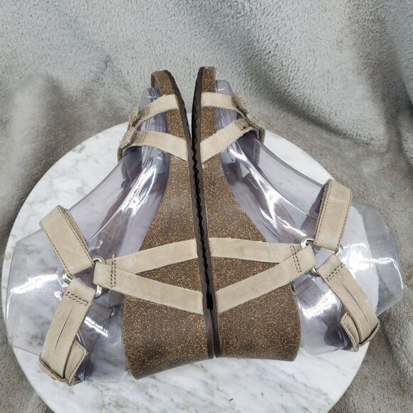 Teva Shoes Womens Size 6 Tan Leather Ysidro Wedge Sandals - Picture 9 of 11